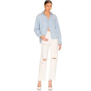 Moussy x Revolve Vintage White Odessa Straight Leg Jean Distressed Size 27 NWOT